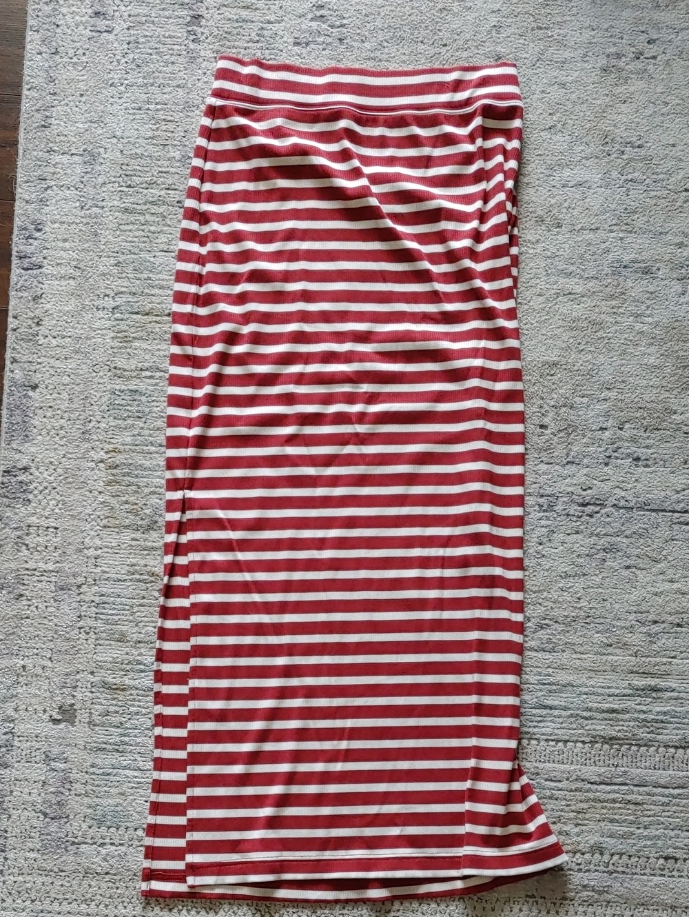 ☀️ aerie Stripped Bodycon Midi Skirt With Side Slit
